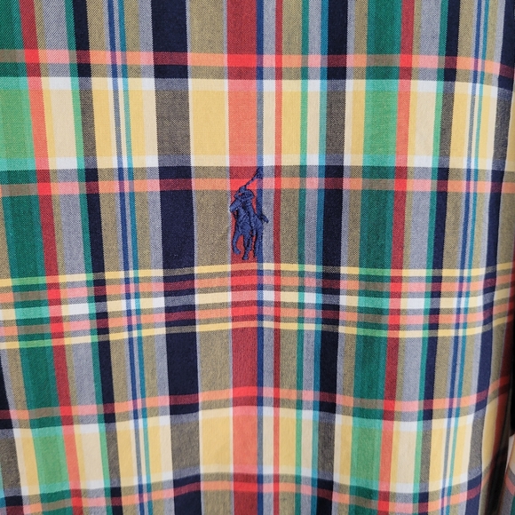 Ralph Lauren Golf Shirt Button Up Long Sleeve Colorful Multicolor Plaid … - Picture 7 of 10